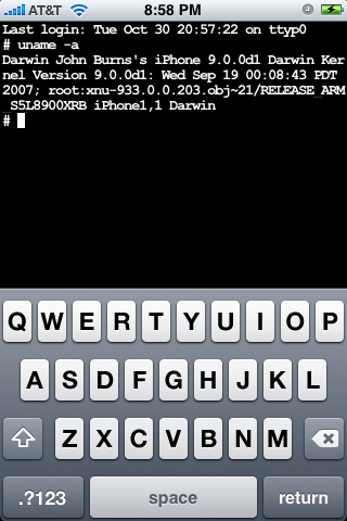 Terminal installed on iphone